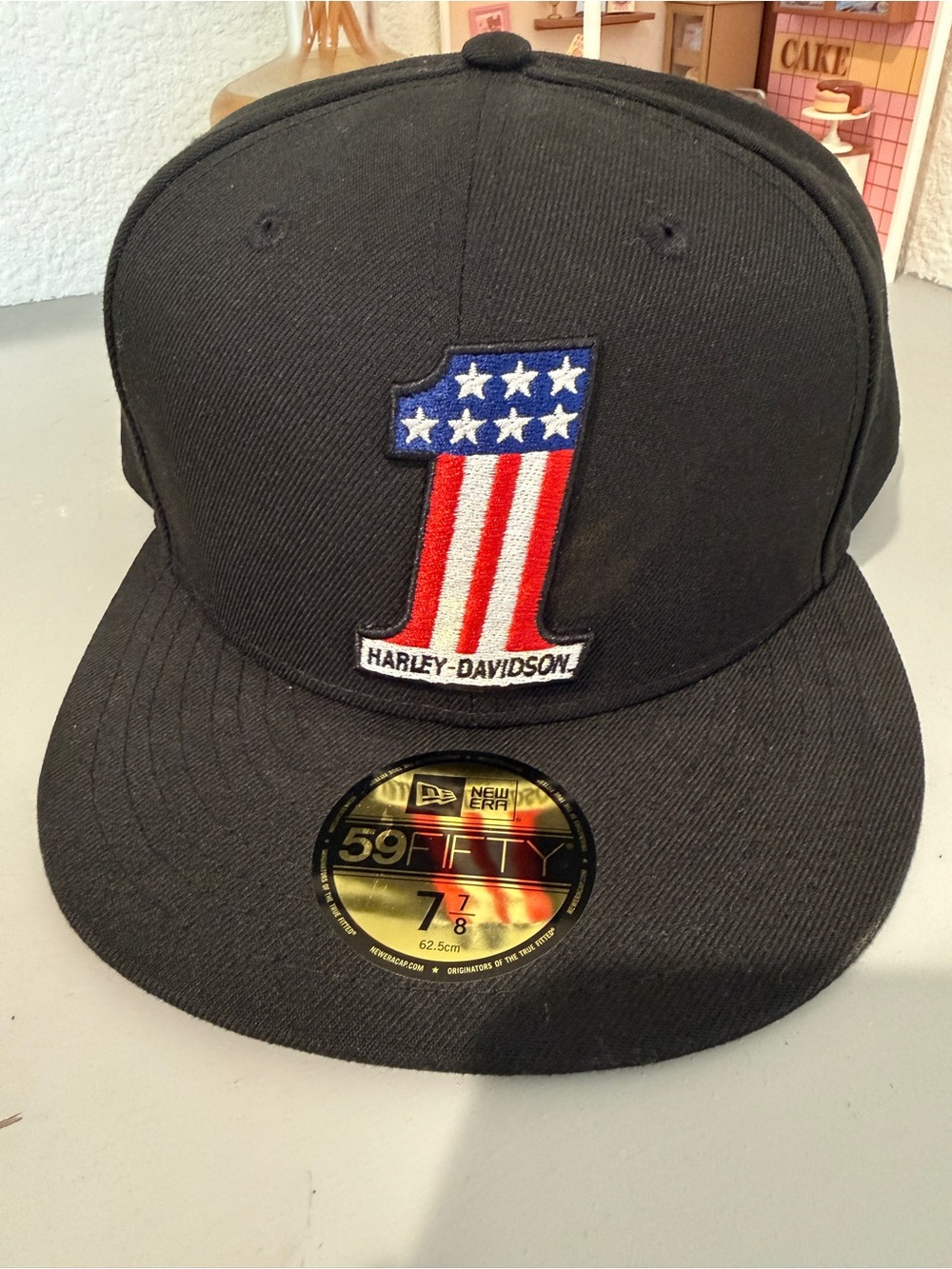 Harley Davidson New Era Number 1 59 Fifty Cap Hat Size 7 7/8 NWOT